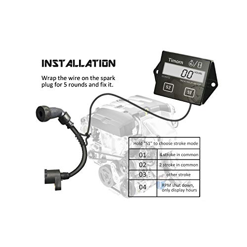 Tachometer for Small Engine,Inductive Hour Meter for 2 Stroke & 4