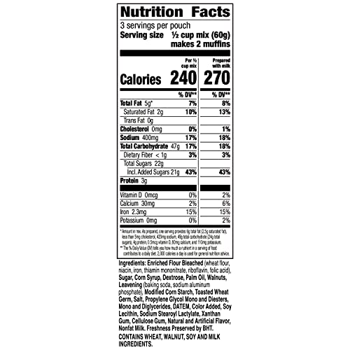 BETTY CROCKER BANANA NUT MUFFIN MIX, MADE WITH WALNUTS, 6.4 OZ.