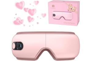 TLINNA Eye Massager with Airbag Kneading,Constant Temperature Hot Compress, Multi-Frequency Vibration and Bluetooth Music (Blush Pink, Large)