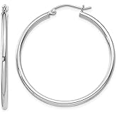 Medium Hoop Earrings in Sterling Silver 1 1/4 Inch (2.0mm)