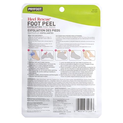 FOOT PEEL, EXFOLIATING HEEL RESCUE BOOTIES, 1 PAIR, FOOT MASK FOR DRY CRACKED FEET, CALLUSES & DEAD SKIN, BOTANICAL BLEND FOR SMOOTHER, SOFTER HEELS, EASY, NO MESS 60-MINUTE HOME FOOT CARE