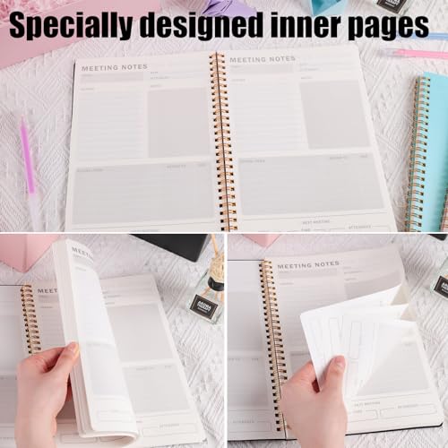 Koogel Meeting Notebook for Work, B5 Work Planner Notebook 7x10 Inch Hardcover Spiral Notebook Project Planner for Women Men Business Office Black