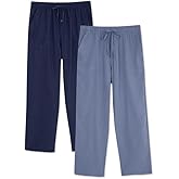 DAVID ARCHY Mens Pajama Pants, Soft Lightweight Sleep Pants, Comfy Lounge Pajama Bottoms with Pockets and Button Fly, 2 Pack