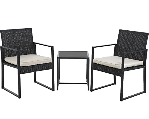 FDW Patio Bistro Set 3 Pieces Outdoor Wicker Chair Patio Rattan Furniture Wicke…