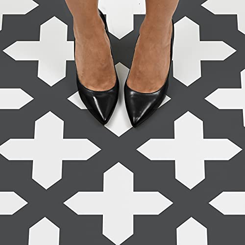 FloorPops FP3308 Nordic Peel & Stick Floor Tiles, Black Pricepulse