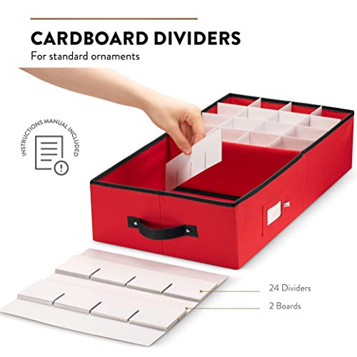 Underbed Christmas Ornament Storage Box With Lide Sturdy 600D Oxford