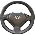Loncky Black Genuine Leather Steering Wheel Cover - Infiniti G37/G35/EX35/EX25/Q60/QX50/Q40/IPL G Accessories