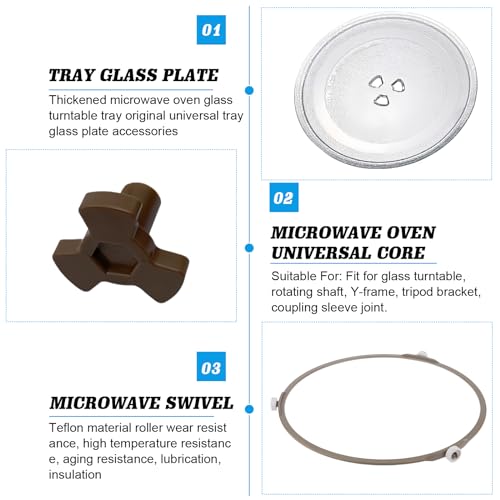WIYETY Universal Drehteller für Mikrowelle Mikrowellenteller Glas Glasdrehteller mit TellerhalterMikrowelle, MikrowelleGlasplatte Drehteller Drehscheibe Teller Glasteller für Mikrowellen (Round frame) thumbnail 3