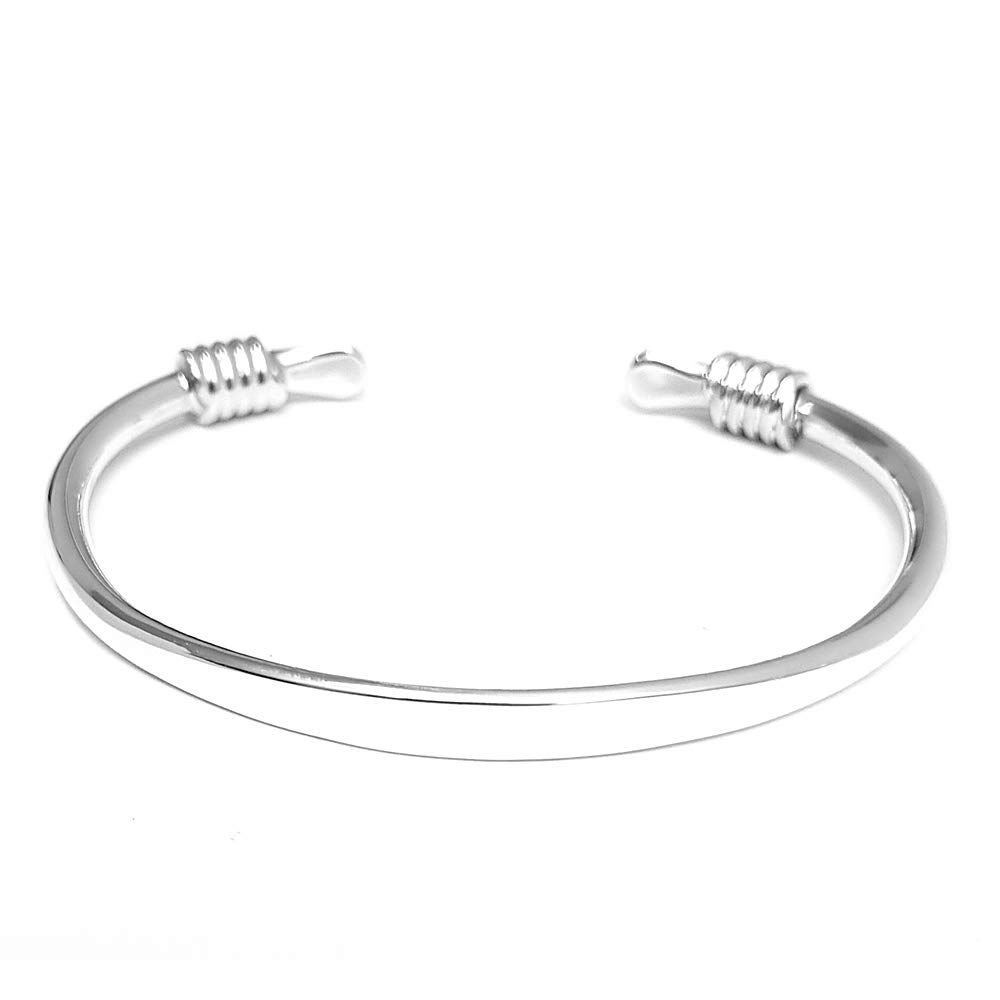 Treasure Bay Men's Classic Sterling Silver Torque Bangle Bracelet