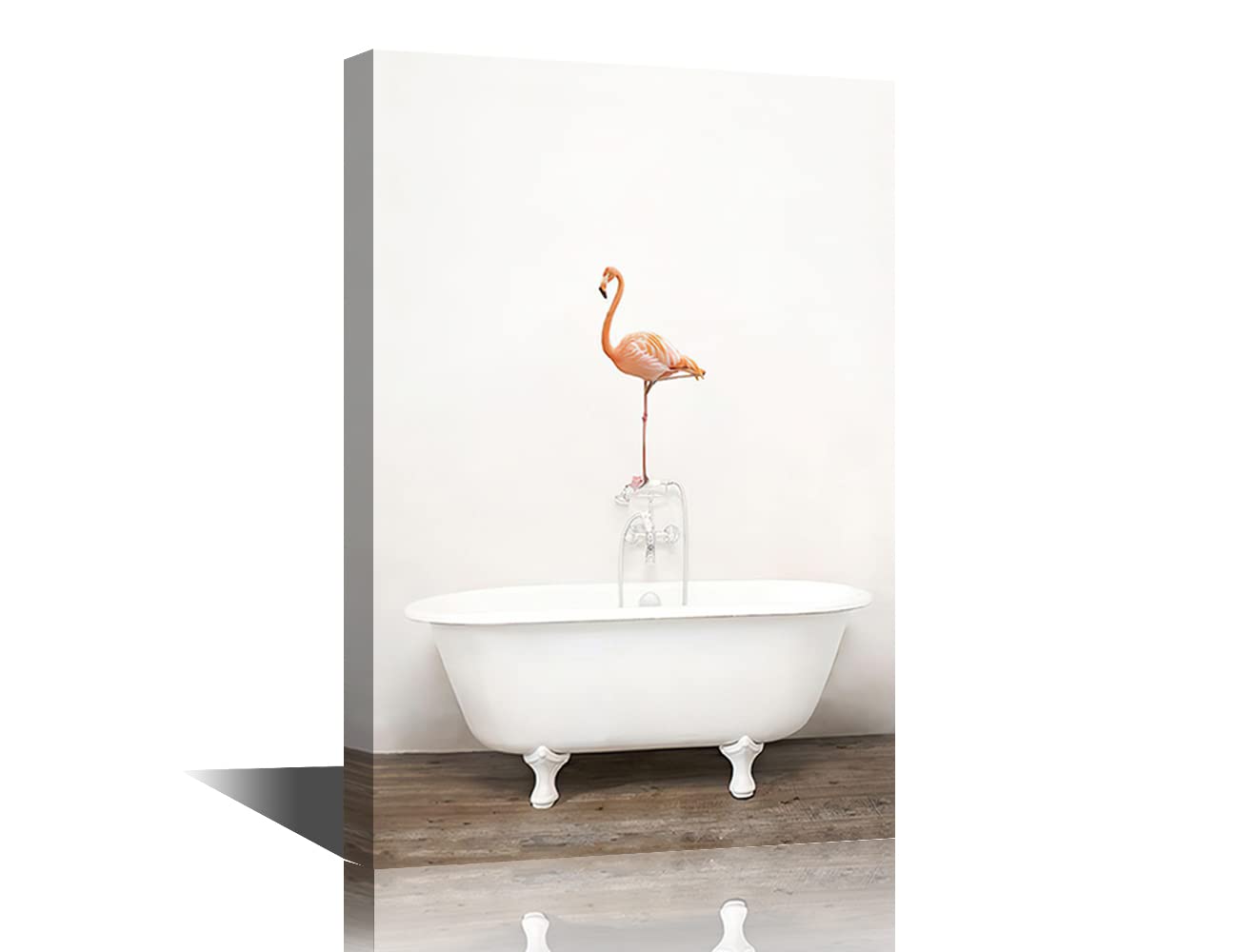Funny Flamingo Decor Bathroom Decor Wall Art Canvas Framed Flamingo Gifts Wall Decor for Flamingo Lovers Gifts Poster Decor Vintage Wall Decor Bathtub Toilet Home Decor Ready to Hang - 18"Wx12"H