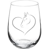 MIP Wine Glass Goblet Heart Horse (17 oz Stemless)
