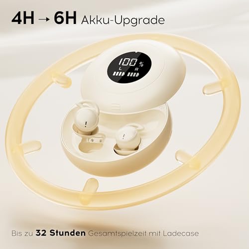 sunvito Sleep Headphones, Bluetooth 6.0, Sleep Headphones, Side Sleepers, Mini Headphones for Sleeping with Noise Cancelling, Soft Liquid Silicone Earphones with Long Battery Life for Sleep, Travel