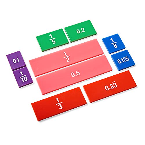 hand2mind Plastic DoubleSided Decimal and Fraction Tiles, Montessori