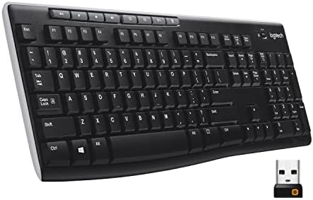 Logitech K270 Wireless Keyboard for Windows, 2.4 GHz Wireless, Full-Size, Number Pad, 8 Multimedia Keys, 2-Year Battery Life, Compatible with PC, Laptop, Black