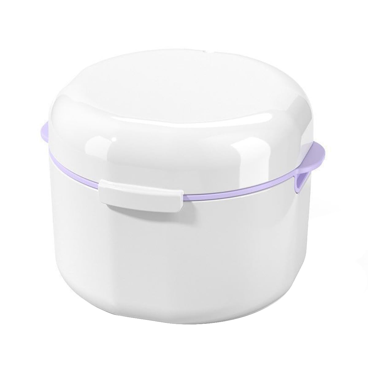 POFET Denture Soaking Bath Case with Strainer Basket False Teeth Container Dental Denture Cup for Travel Cleaning (White)