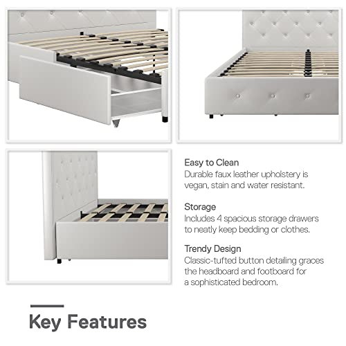 DHP Dakota Upholstered Platform Bed with Underbed Storage Drawers and