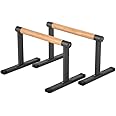 Bounabay 11.8" High Wooden Parallel Bar and Dip Bar with Thick Beech Handles, Push-up Bar, Rock-Free Fitness Equipment for Handstand, L-Sit, Gymnastics, Strength Training Home Gym,440lbs