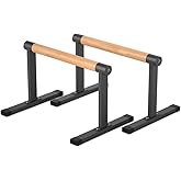 Bounabay 11.8" High Wooden Parallel Bar and Dip Bar with Thick Beech Handles, Push-up Bar, Rock-Free Fitness Equipment for Handstand, L-Sit, Gymnastics, Strength Training Home Gym,440lbs