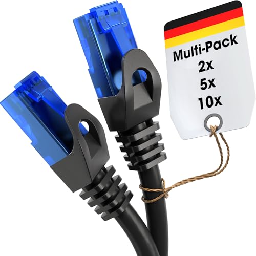 KabelDirekt – LAN-/Netzwerkkabel – 5x30m – Gigabit, RJ45, Schwarz