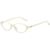 SUNBSR Retro Oval Glasses for Women Men Vintage Oval 90s Blue Light Glasses Y2K Small Face Fake Eyeglasses