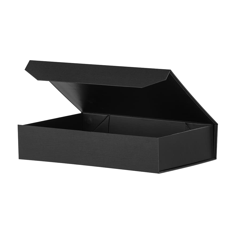 Photo 1 of OBMMIRAO Black Gift Box with Lid 12x8x2.5 Inches, Shirt Gift Box for Wrapping, Magnetic Gift Box Bulk for Present ?Mesh Grain;1Pcs?
