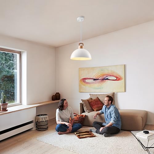 SESIMENT White Farmhouse Pendant Light 11.8inches 2 Packs, Industrial Pendant Light, Pendant Lights Kitchen Island, Modern Pendant Lights, Kitchen Pendant Lighting for Bedroom, Living Room