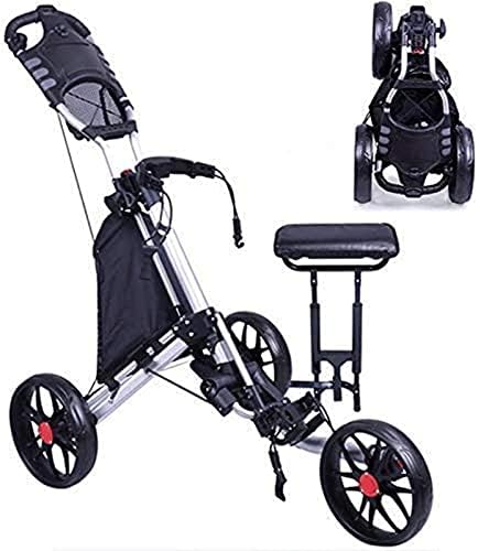TUHFG Golf Push Cart Trolley 3 Wheel Golf Cart Trolley, 3 Wheel Push/Pull Golf Cart Folding Aluminum Alloy Frame Golf Push Cart with Seat TUHFG Golf Push Cart Trolley 3 Wheel Golf Cart Trolley, 3 Wheel Push/Pull Golf Cart Folding Aluminum Alloy Frame Golf Push Cart with Seat
