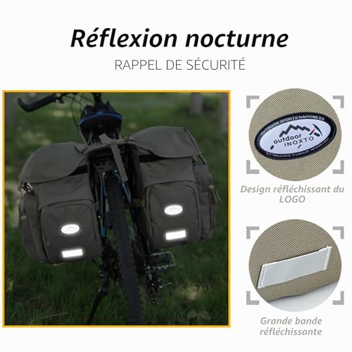 ZTZ 50L Waterproof Bicycle Panniers, Made of High Density 600D Polyester for One. The Bicycle Saddle Bag Comes with a Reflective Trim and a Cover (Black)