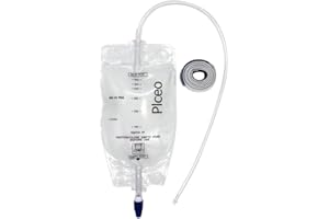 PLCEO Clear 600mL Urine Drainage Bag with 20" Silicone Tube,Twist Drain Valve,nephrostomy Bag(2)