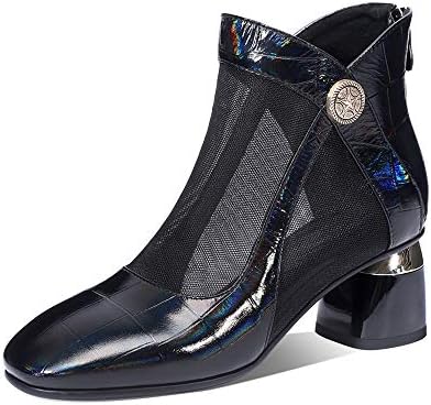 TinaCus Women's Genuine Leather Ankle Boots – Square Toe, Side Zip, 2.95 Inch Spool Heel
