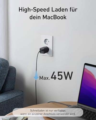 Anker USB C Ladegerät 47W, 523 Charger (Nano 3), kompakt mit 2 Anschlüssen GaN Schnellladegerät für iPhone 17/Pro/Pro Max/iPhone Air/16/15, Galaxy, Pixel 4/3, iPad/iPad mini (Kabel Nicht enthalten) thumbnail 3