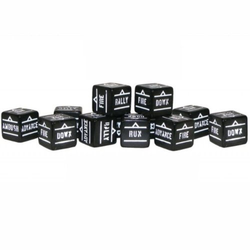 Black Pack Of 12 Bolt Action Orders Dice