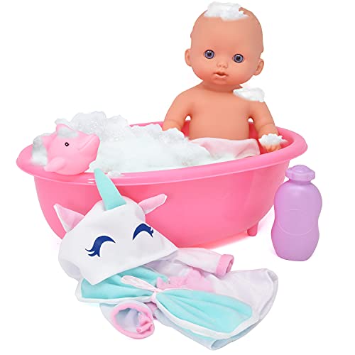 Bathtub Baby Doll, Bath Time Set 10 Inch Doll with Tub, Toy Soap, Wash