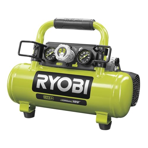 RYOBI 18 V ONE+ Akku-Kompressor PRO R18AC-0 (max. Druck 8,3 bar, Tankinhalt 3,8l, ideal zum Aufpumpen von Reifen, ohne Akku und Ladegeraet)