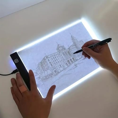Mesa de Luz LED A4 Profissional para Desenho e Decalque – Prancheta Luminosa Ultra Fina com Controle de Brilho USB para Artistas, Tatuadores, Arquitetos e Artesanato Prancheta de Desenho