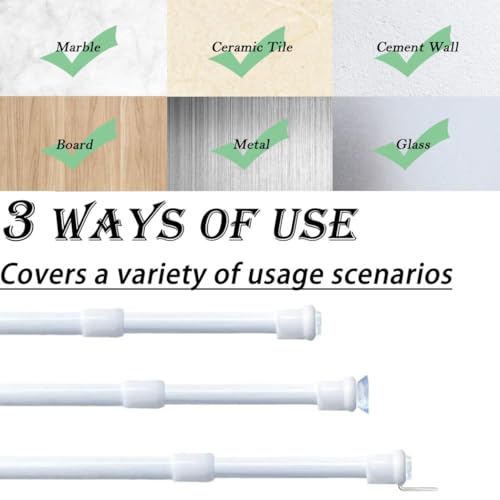2 Pieces Clamping Rod for Curtains, Tension Rod, No Drilling, Curtain Rod Extendable Telescopic Rod for Clamping, for Curtains, Cabinets, DIY Shelf - White (58-85 cm)