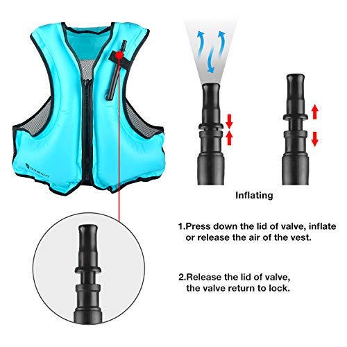 DOOHALO Inflatable Snorkel Life Jacket Vest for Adult Men Women Fit 88