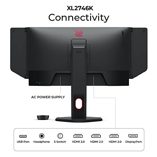 BenQ ZOWIE XL2746K 27-inch 240hz Gaming Monitor | 1080P 1ms | DyAc+ | Color Vibrance | Black eQualizer | Enhanced Height, Tilt and Base Adjustment | XL Setting to Share | S-Switch | Shield