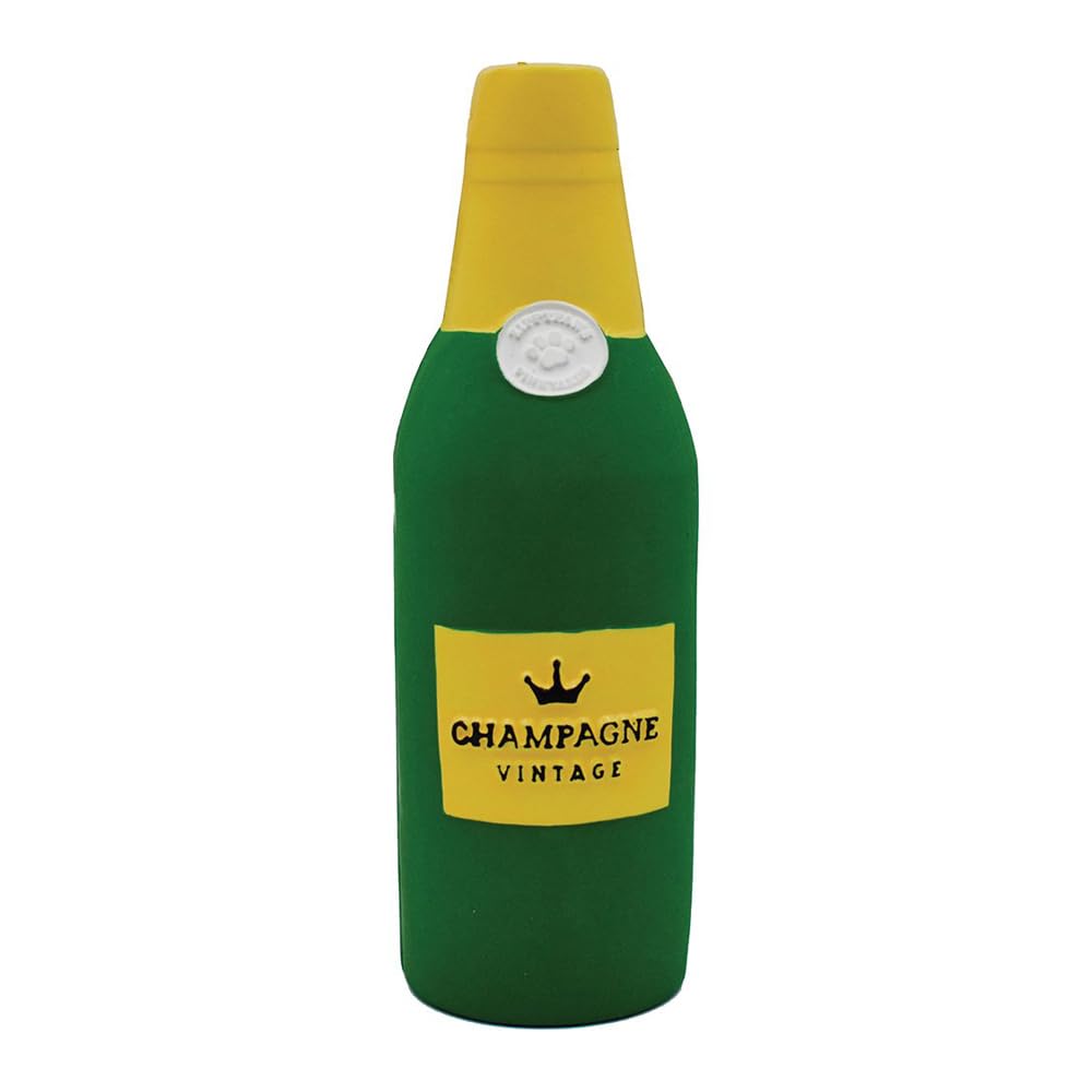 ZippyPaws - Latex Happy Hour Crusherz, Drink Themed Crunch Water Bottle Dog Toy - Champangne