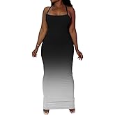PINSV Women Summer Long Dress Casual Slip Sexy Slim Sleeveless Bodycon Maxi Dresses for Women