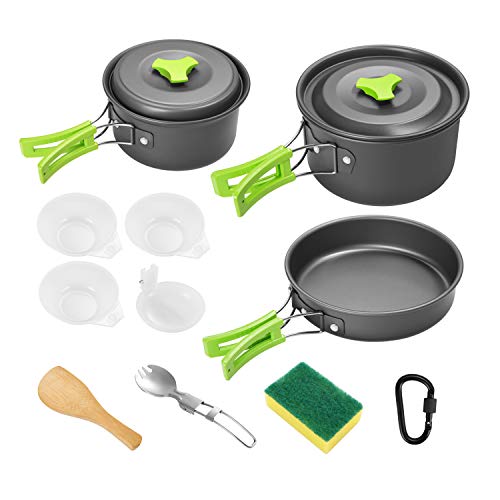 Gonex 13pcs Camping Cookware Set Mess Kit, Backpacking Gear Cooking