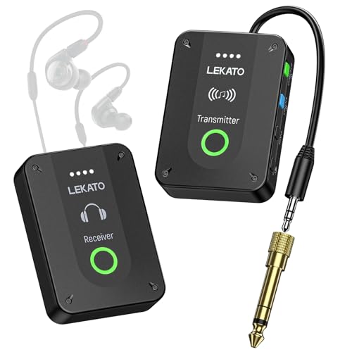 LEKATO MS-02 Drahtloses In-Ear Monitoring System, Professionelles kabelloses 2.4G IEM-System mit Sender & Empfänger im Mono- und Stereo-Mode, Eins zu Mehr- geei