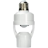 E26/E27 Motion Sensor Light Socket Adapter &ndash; Smart Screw-in Bulb Holder with PIR Motion Detection, Automatic On/Off for Garage, Storage Room, Basement &amp; Closet