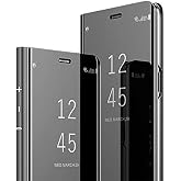 Omorro Smart Case For Galaxy Note 10 Plus / Galaxy Note 10+ 5G Wireless Charging Support Window's View Design Flip Wallet 360 Full Body Built-in Screen Protector Slim Electroplate Mirror Stand Cover