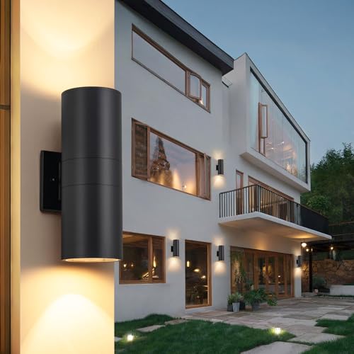Nigaut Outdoor Lights for House, 4 Pack Exterior Wall Light Fixture, Anti-Rust Aluminum Up and Down Porch Light for Pool Fence, Front Door & Modern Farmhouse, E26 Socket Outdoor Wall Sconce 11.8" | IP65 Waterproof Anti-Rust Aluminum Wall Mount Fixtures for Porch Garden Garage Courtyard, Bulbs Not Included
