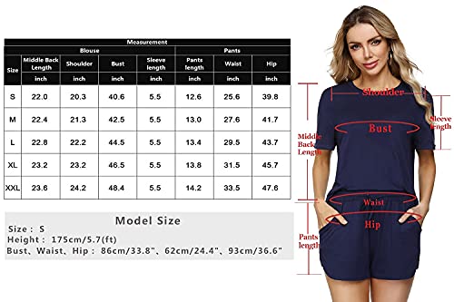 Abollria 2 Piece Outfits for Women Clothing Casual Biker Shorts Summer Vacation Home Jogger Workout Sets Navy