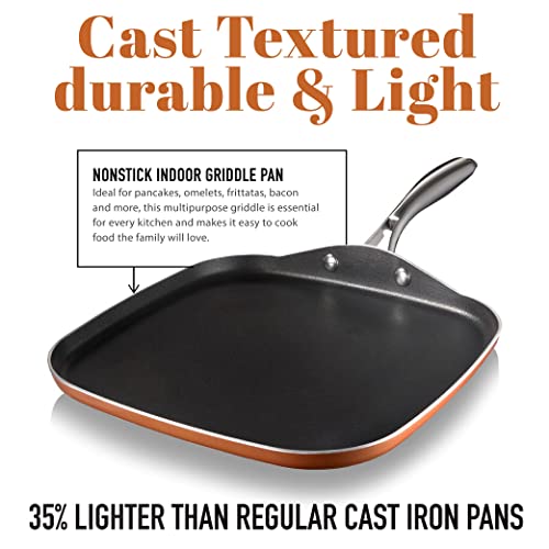 Gotham Steel Copper Cast NonStick Aluminum Griddle Pan / Stovetop Flat