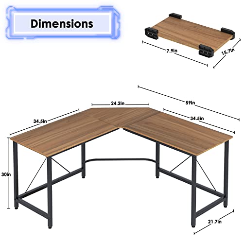 soges L Shaped Gaming Desk, L Desk Computer Corner Desk, 59 x 59 inches Large L Shaped Desk for