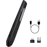Plima Pocket Pen Mouse, Bluetooth/2.4GHz, Ergonomic, Rechargeable (Black) | Natural Pen-Tip "Press-to-Click" Design Pocket-Sized for Laptop, Windows 7/8/10/11, Android, Linux, Mac OS