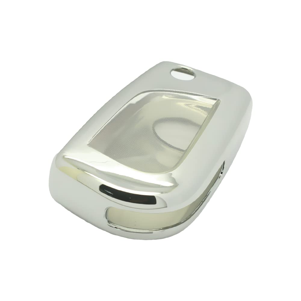 BROVACS Soft TPU Case Shell Cover Protector Holder Compatible with TOYOTA Camry Corolla Fortuner Highlander RAV4 Reiz Flip Remote Key Fob 2 3 4 Button SV9411 Silver